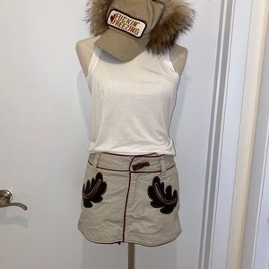 Dsquared2 vintage mini skirt with leather details. SS2005